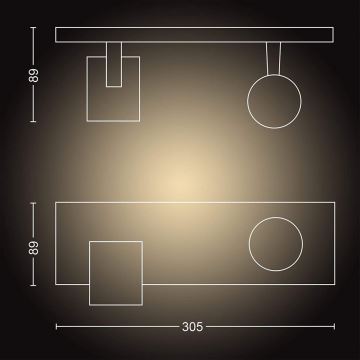 Philips - LED Stmívatelné bodové svítidlo Hue RUNNER 2xGU10/4,2W/230V 2200-6500K + dálkové ovládání bílá