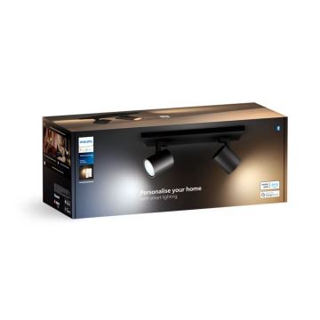Philips - LED Stmívatelné bodové svítidlo Hue RUNNER 2xGU10/4,2W/230V 2200-6500K + dálkové ovládání černá