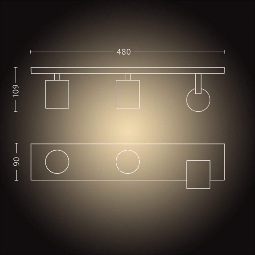 Philips - LED Stmívatelné bodové svítidlo Hue RUNNER 3xGU10/4,2W/230V 2200-6500K + dálkové ovládání bílá