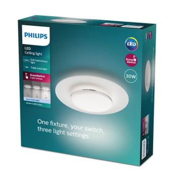 Philips- LED Stmívatelné stropní svítidlo SCENE SWITCH LED/30W/230V 4000K stříbrná
