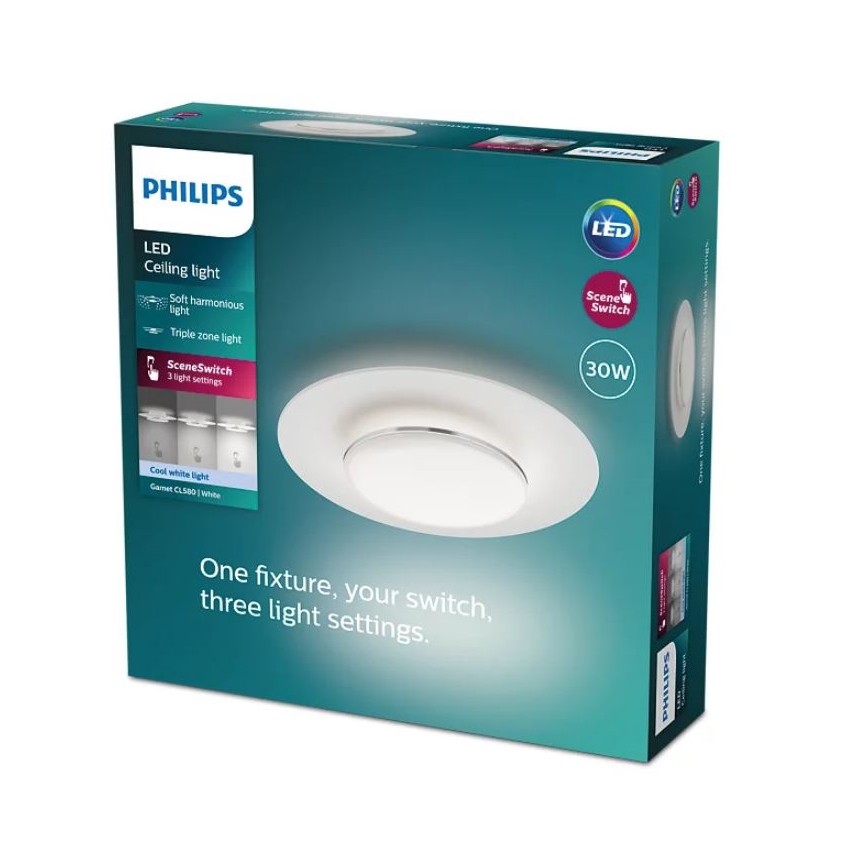 Philips- LED Stmívatelné stropní svítidlo SCENE SWITCH LED/30W/230V 4000K stříbrná