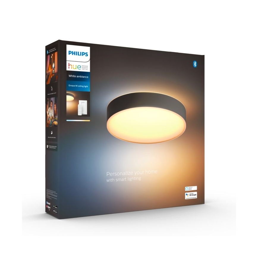 Philips - LED Stmívatelné stropní svítidlo Hue LED/19,2W/230V 2200-6500K pr. 381 mm černá + dálkové ovládání