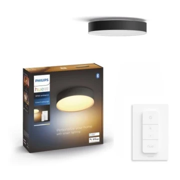 Philips - LED Stmívatelné stropní svítidlo Hue LED/9,6W/230V 2200-6500K pr. 261 mm černá + dálkové ovládání