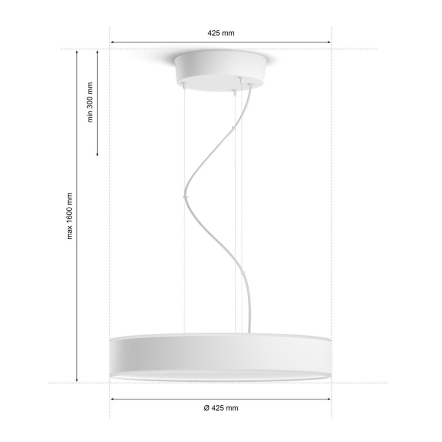 Philips - LED Stmívatelný lustr na lanku Hue LED/33,5W/230V 2200-6500K bílá + dálkové ovládání