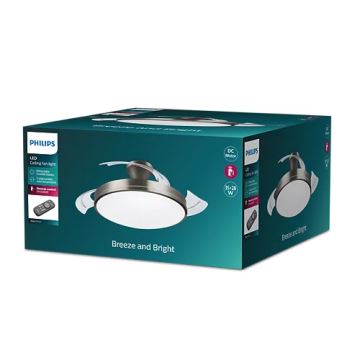 Philips-LED Stropní svítidlo s ventilátorem BLISS LED/35W/230V 5500/4000/2700K nikl + dálkové ovládání