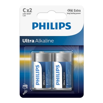 Philips LR14E2B/10 - 2 ks Alkalická baterie C ULTRA ALKALINE 1,5V 7500mAh