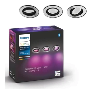 Philips - SADA 3x LED RGB Stmívatelné podhledové svítidlo Hue CENTURA 1xGU10/5,7W/230V 2000-6500K