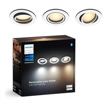 Philips - SADA 3x LED Stmívatelné podhledové svítidlo Hue MILLISKIN 1xGU10/4,2W/230 2200-6500K