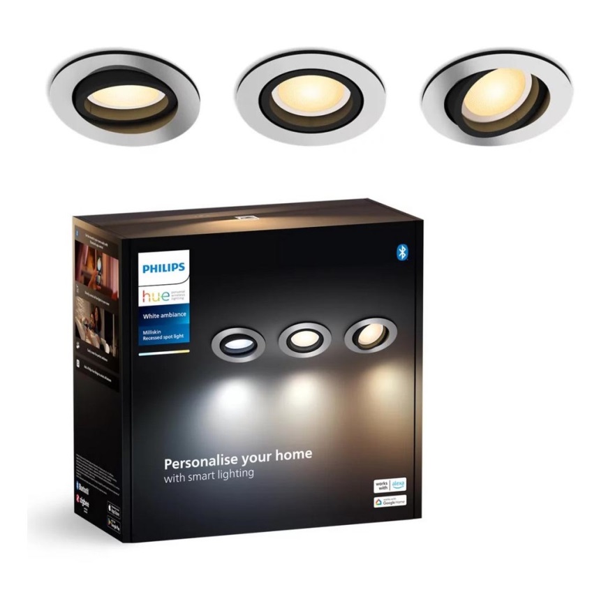 Philips - SADA 3x LED Stmívatelné podhledové svítidlo Hue MILLISKIN 1xGU10/4,2W/230 2200-6500K