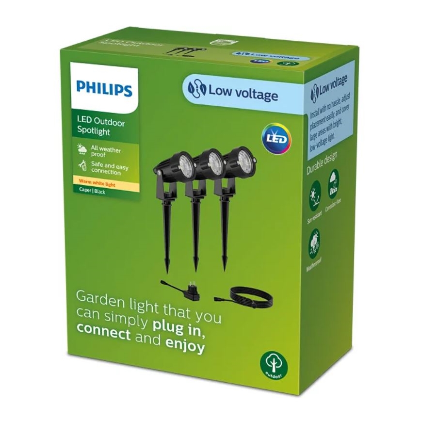 Philips - SADA 3x LED Venkovní bodové svítidlo CASPER LED/1,5W/24/230V IP44
