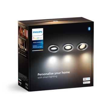 Philips - SADA 3x LED Stmívatelné podhledové svítidlo Hue MILLISKIN 1xGU10/4,2W/230 2200-6500K