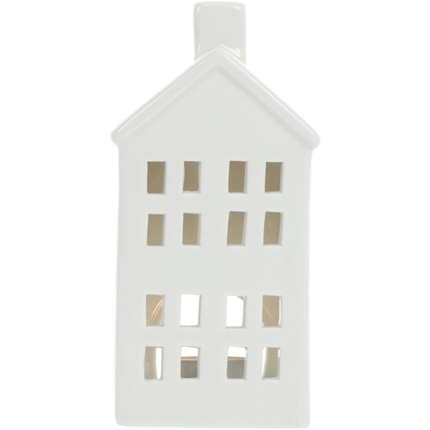 Porcelánový domek na svíčku 20,8 cm bílá