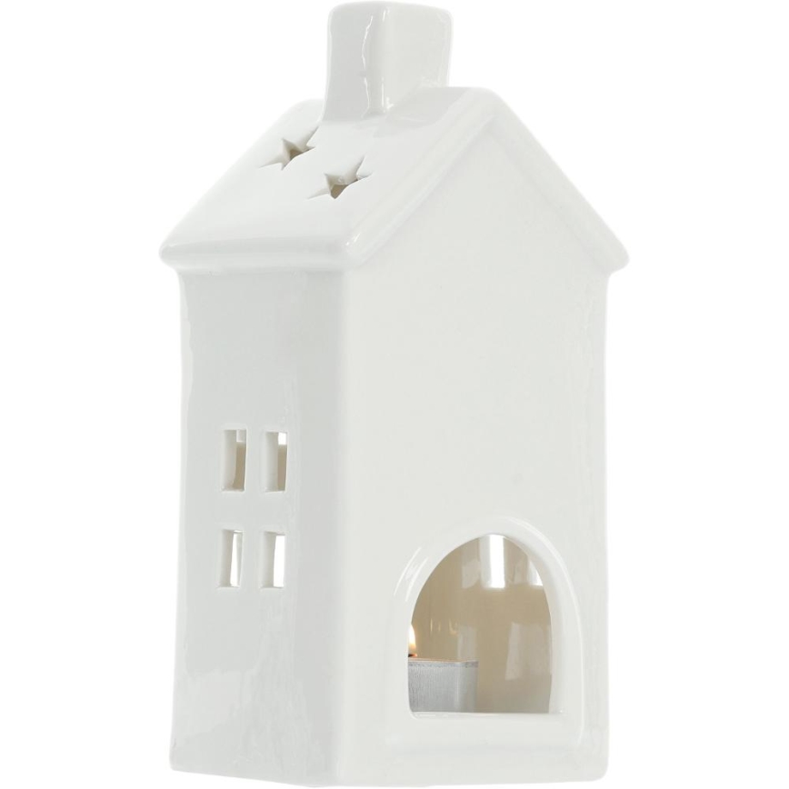 Porcelánový domek na svíčku 20,8 cm bílá