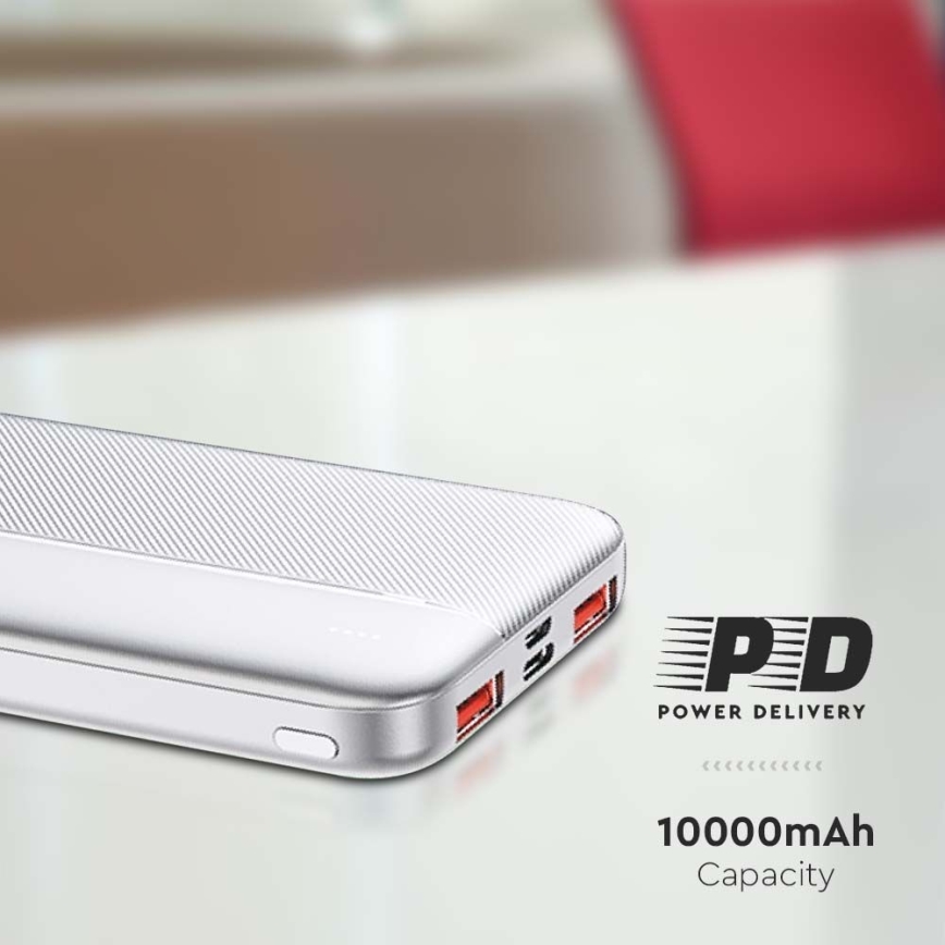 Power Bank Power Delivery 10000mAh/22,5W/5V stříbrná