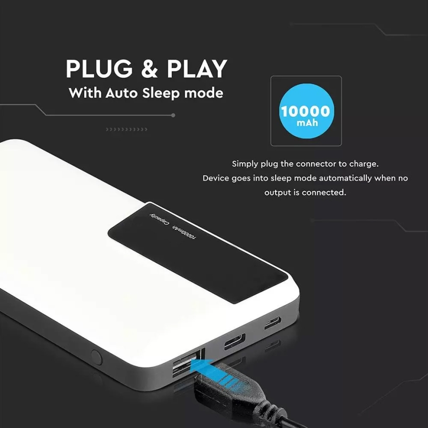 Power Bank s displejem 10000mAh/3,7V bílá