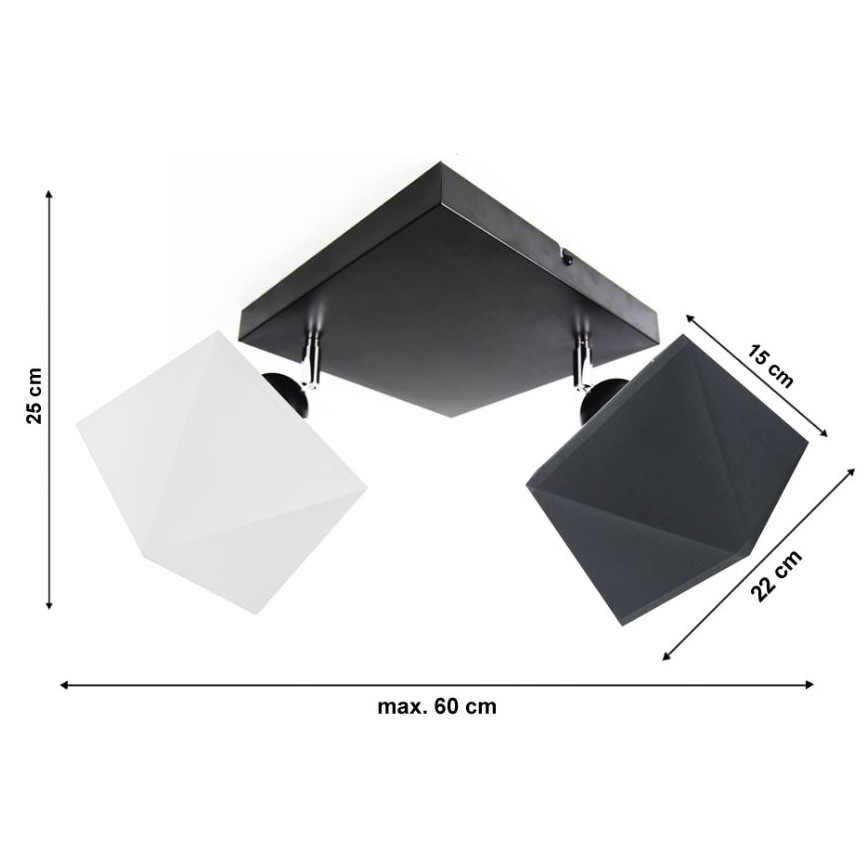 Přisazený lustr DIAMENT 2xE27/60W/230V černobílá