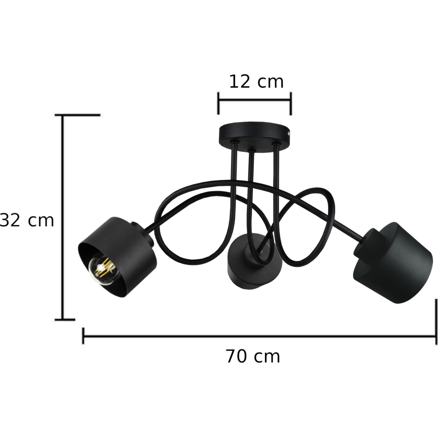 Přisazený lustr SIMPLY BLACK 3xE27/60W/230V