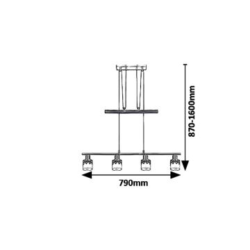 Rabalux 5345 - Lustr na lanku LACEY 4xE14/40W/230V