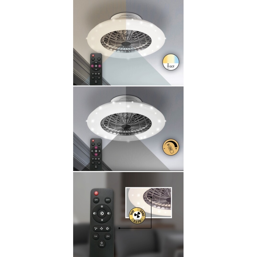 Rabalux 6859 - LED Stmívatelné stropní svítidlo s ventilátorem DALFON LED/30W/230V + DO 3000-6500K