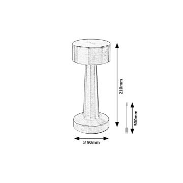 Rabalux - LED Nabíjecí dotyková stolní lampa LED/2,7W/5V 1200mAh 3000/4000/6000K chrom