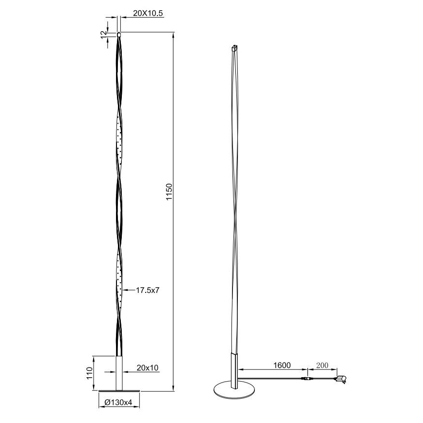 Reality - LED Stmívatelná stojací lampa SPIN LED/10,5W/230V