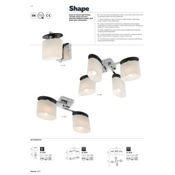 Redo 01-1028 - Přisazený lustr SHAPE 2xE14/28W/230V