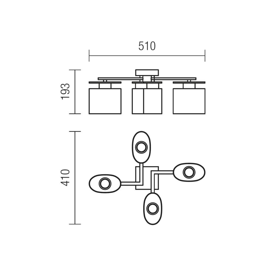 Redo 01-1029 - Přisazený lustr SHAPE 4xE14/28W/230V