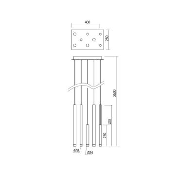 Redo 01-2047 - LED Lustr na lanku MADISON 8xLED/4W/230V měď