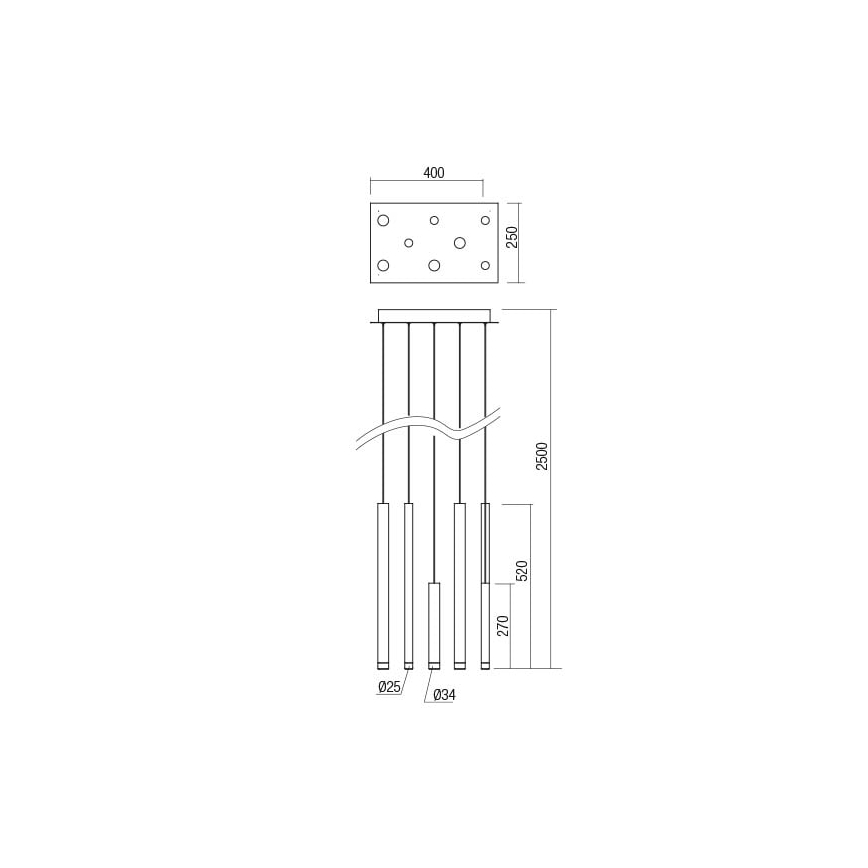 Redo 01-2047 - LED Lustr na lanku MADISON 8xLED/4W/230V měď