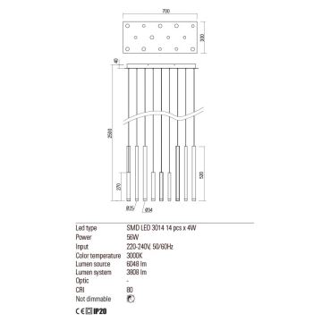 Redo 01-2054 - LED Lustr na lanku MADISON 14xLED/4W/230V zlatá