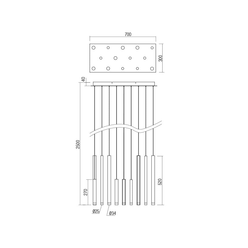 Redo 01-2056 - LED Lustr na lanku MADISON 14xLED/4W/230V černá