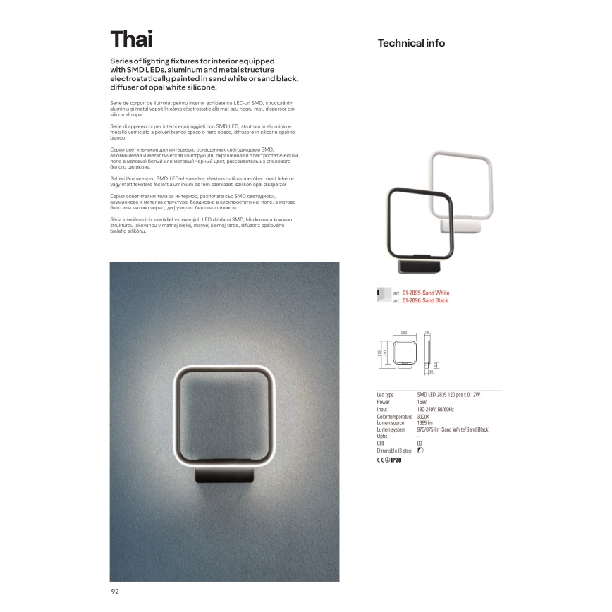 Redo 01-2098 - LED Stmívatelný lustr na lanku THAI LED/66W/230V 3000K černá