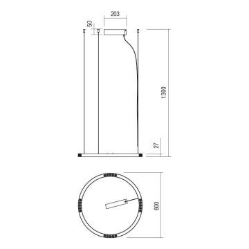 Redo 01-2203 - LED Lustr na lanku UNION LED/34W/230V 3000K pr. 60 cm zlatá