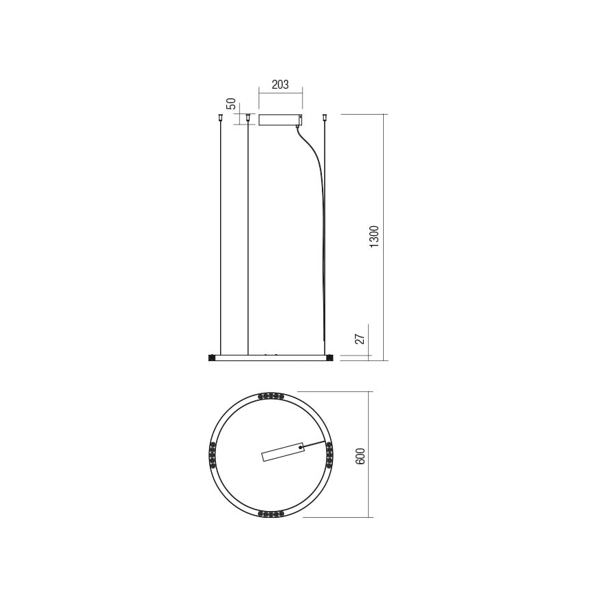 Redo 01-2204 - LED Lustr na lanku UNION LED/34W/230V 3000K pr. 60 cm černá