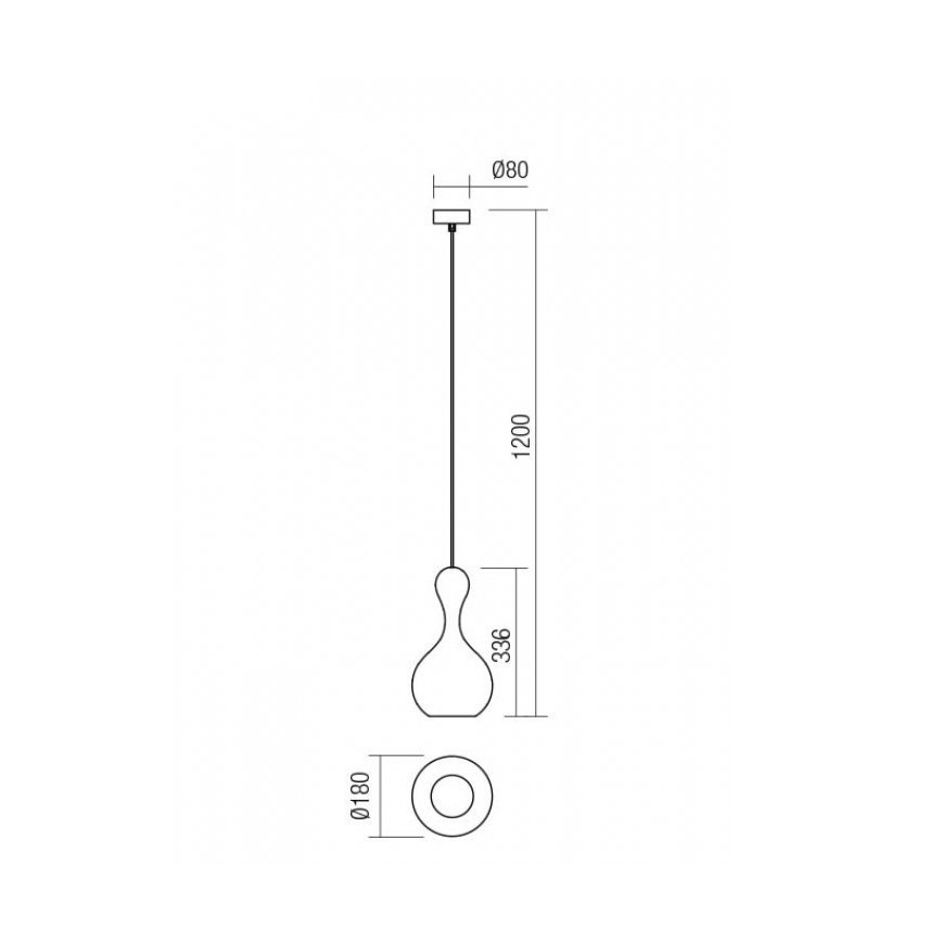 Redo 01-2257 - Lustr na lanku LOB 1xE27/42W/230V pr. 18 cm měď