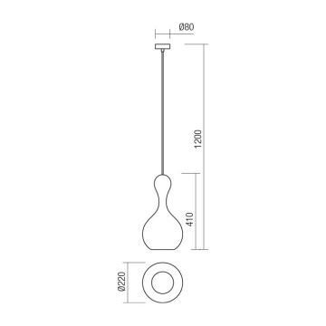 Redo 01-2259 - Lustr na lanku LOB 1xE27/42W/230V pr. 22 cm šedá