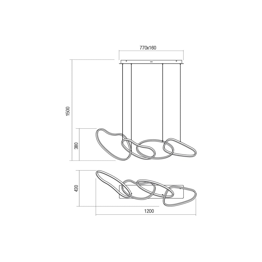 Redo 01-2594 - LED Stmívatelný lustr na lanku BIAS LED/87,4W/230V 3000K bílá