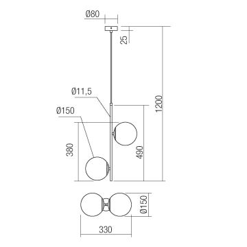 Redo 01-2625 - Lustr na lanku NIVA 2xE14/28W/230V