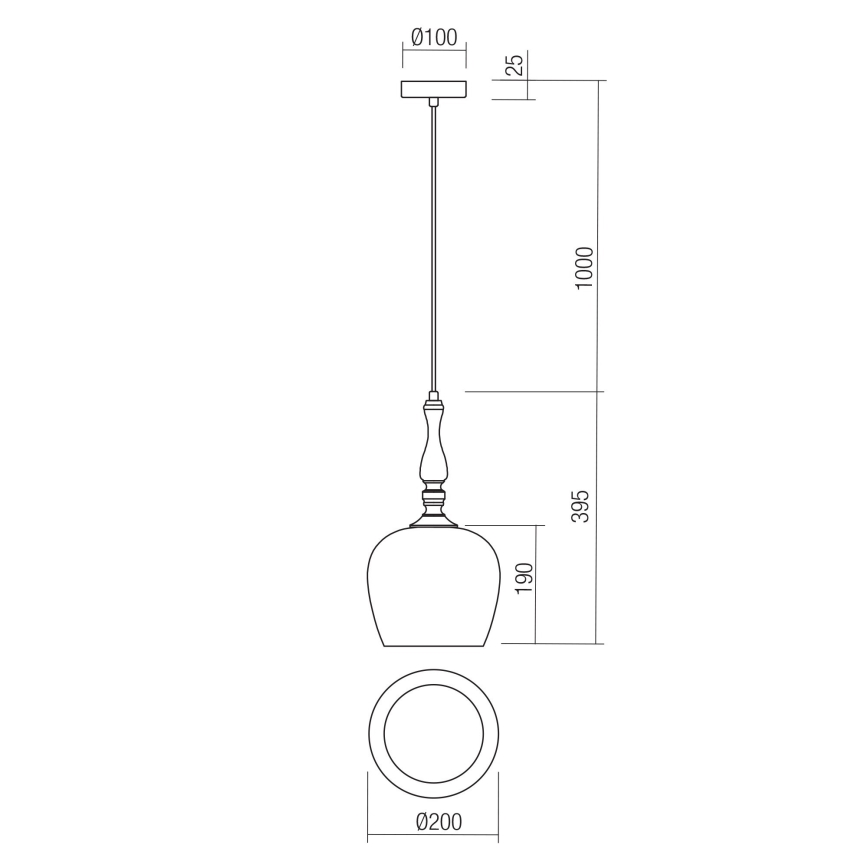 Redo 01-2740 - Lustr na lanku TOLL 1xE27/42W/230V bronzová