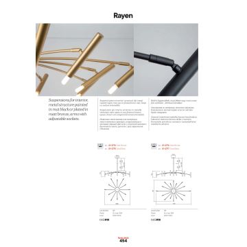 Redo 01-2777 - Lustr na tyči RAYEN 16xG9/10W/230V černá