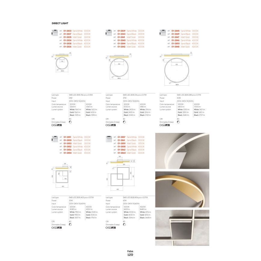 Redo 01-2867 - LED Stmívatelný lustr na lanku FEBE LED/37W/230V černá