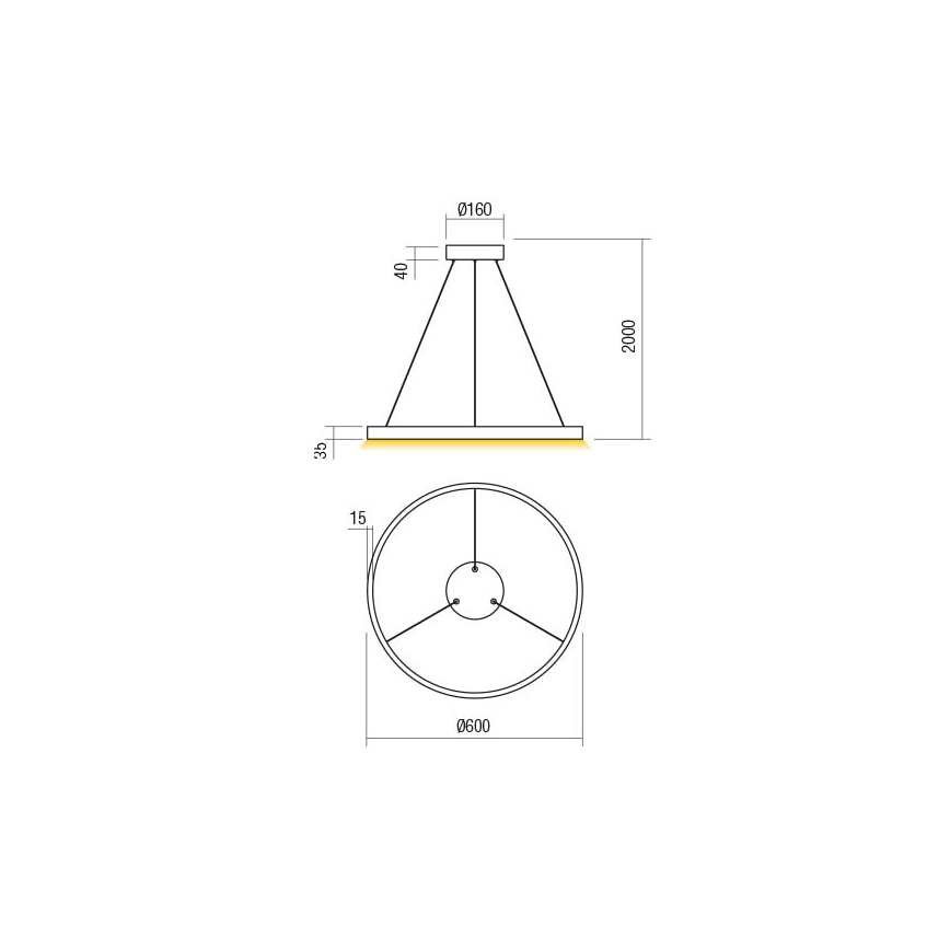 Redo 01-2867 - LED Stmívatelný lustr na lanku FEBE LED/37W/230V černá