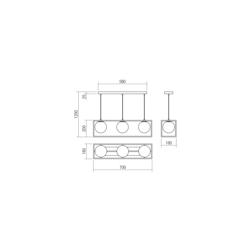 Redo 01-3057 - Lustr na lanku ZODIAC 3xE14/28W/230V