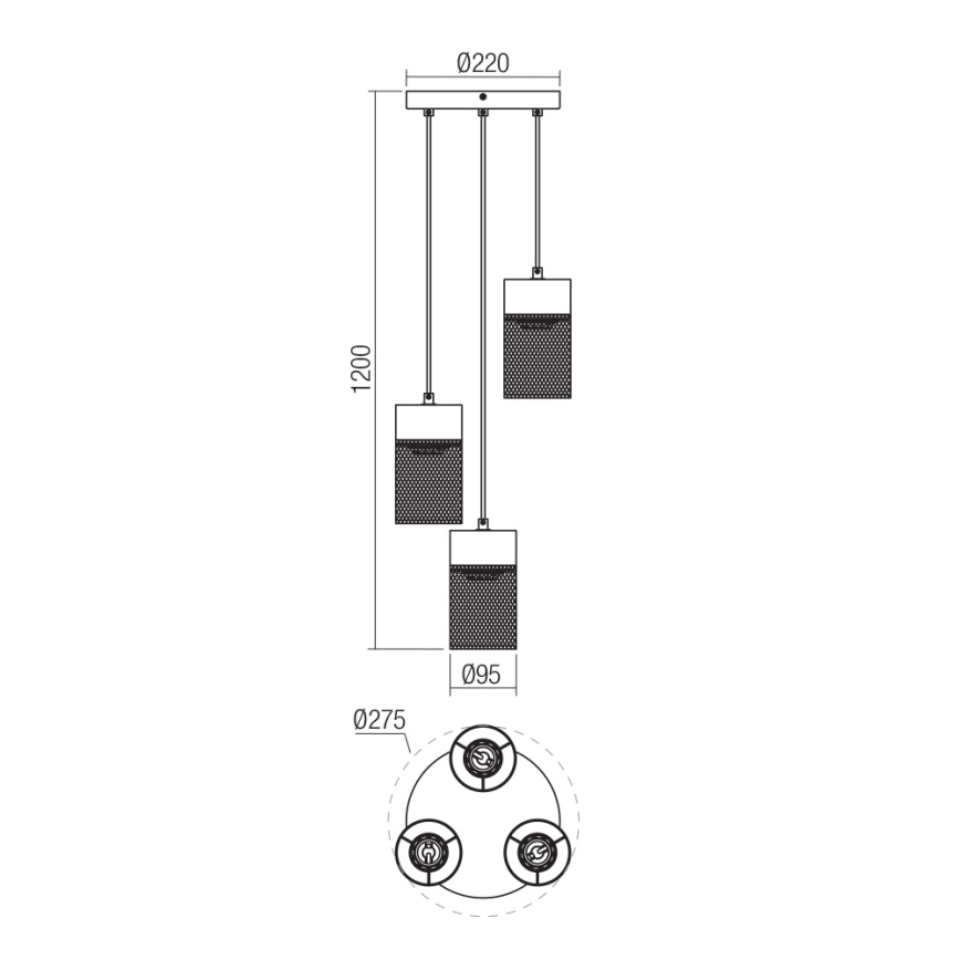 Redo 01-3142 - Lustr na lanku STEM 3xE27/42W/230V