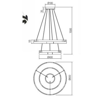 Redo 01-3178 - LED Stmívatelný lustr na lanku CASTLE LED/60W/230V zlatá