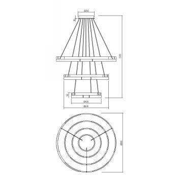 Redo 01-3181 - LED Stmívatelný lustr na lanku CASTLE LED/80W/230V zlatá