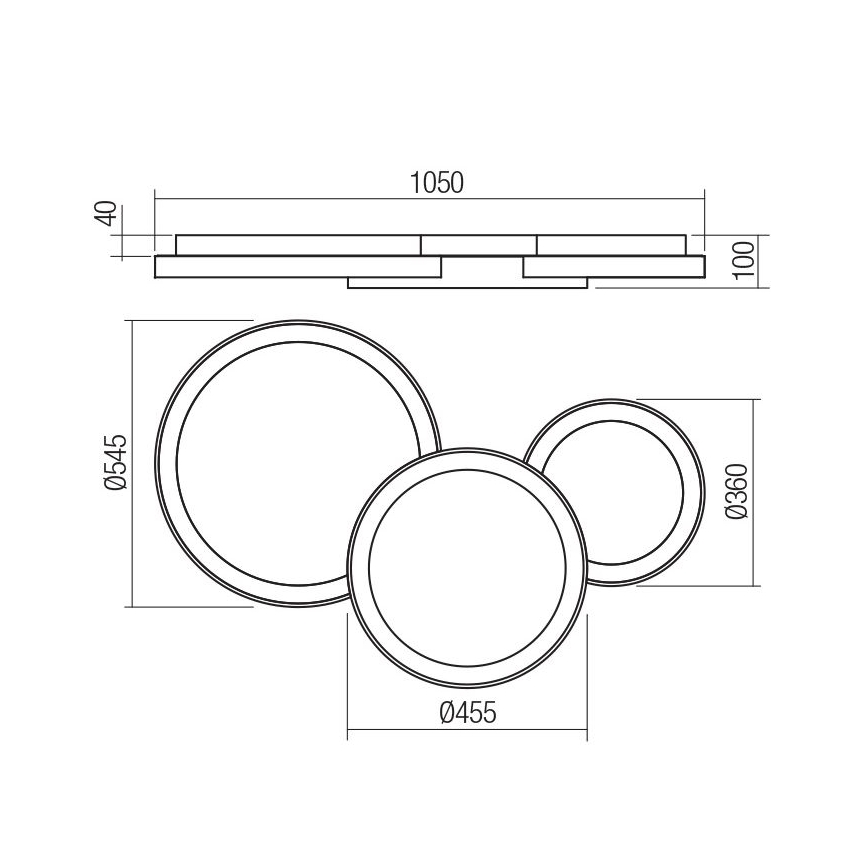 Redo 01-3375 - LED Stmívatelné stropní svítidlo COMBI LED/72W/230V 3000/4000/6000K CRI98 černá