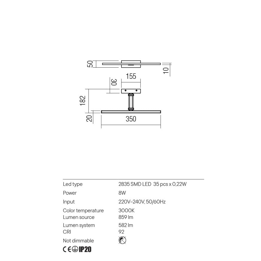 Redo 01-3461 - LED Obrazové svítidlo LINEAR LED/8W/230V 35 cm CRI 92 černá