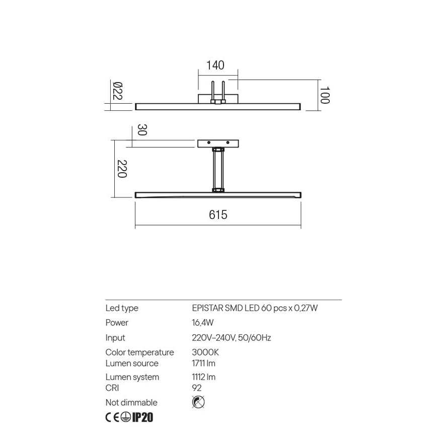 Redo 01-3471 - LED Obrazové svítidlo IKON LED/16,4W/230V 61,5 cm CRI 92 černá