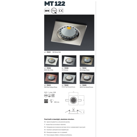 Redo 70329 - Podhledové svítidlo MT 1xGU10/50W/230V